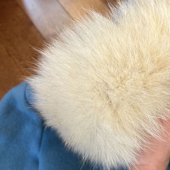 Vintage James Bay Fur Trim Hood Dog Sled Theme Wool Coat Blue Parks - Picture 6 of 14